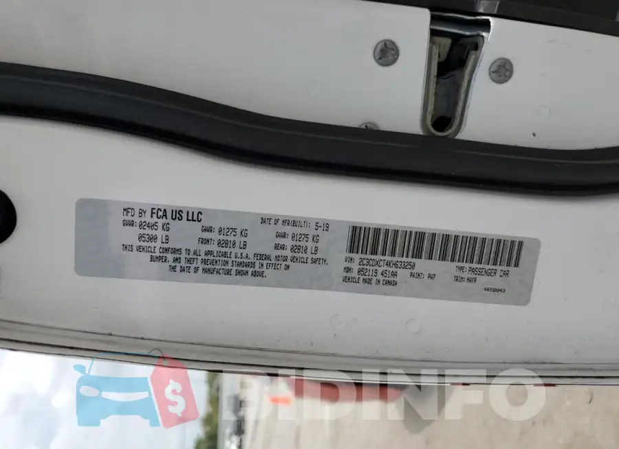 2C3CDXCT4KH633250 Photo# 13