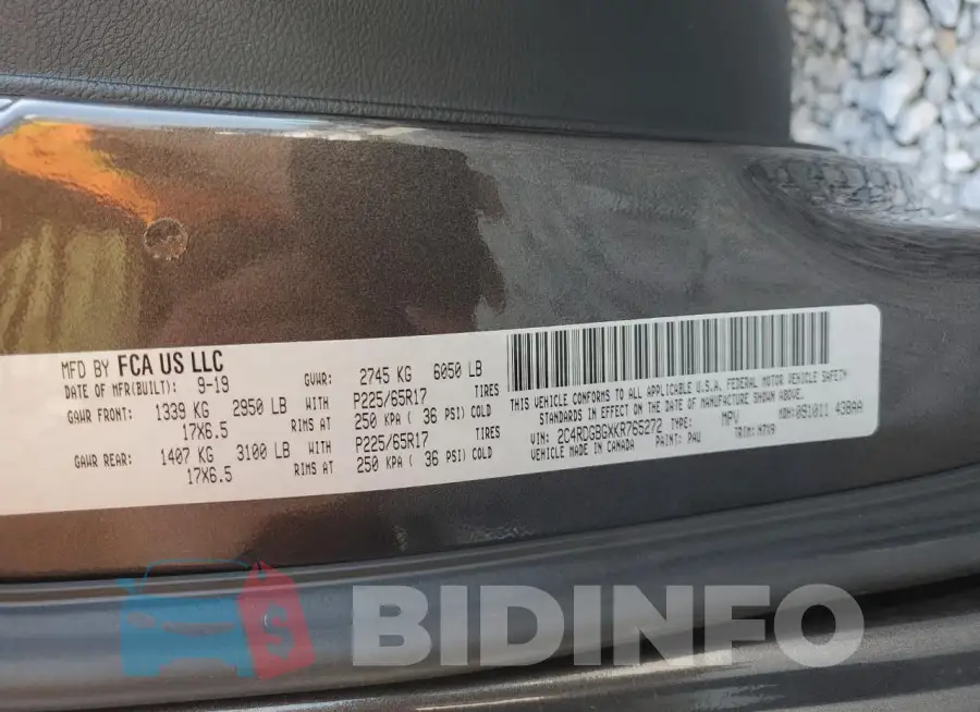 2C4RDGBGXKR765272 Photo# 13
