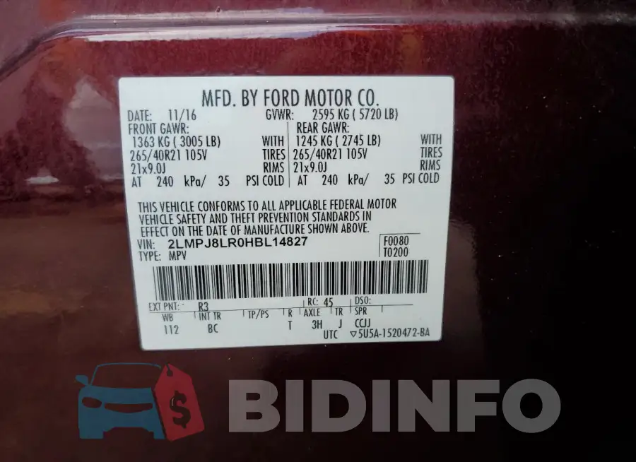 2LMPJ8LR0HBL14827 Photo# 12