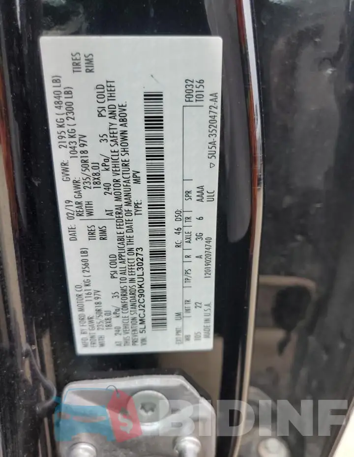 5LMCJ2C90KUL30273 Photo# 13