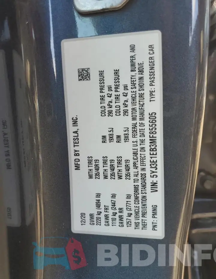 5YJ3E1EB3MF855605 Photo# 12