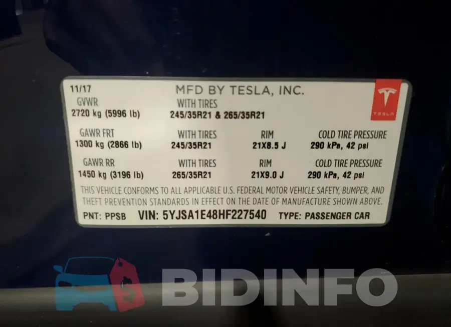 5YJSA1E48HF227540 Photo# 12