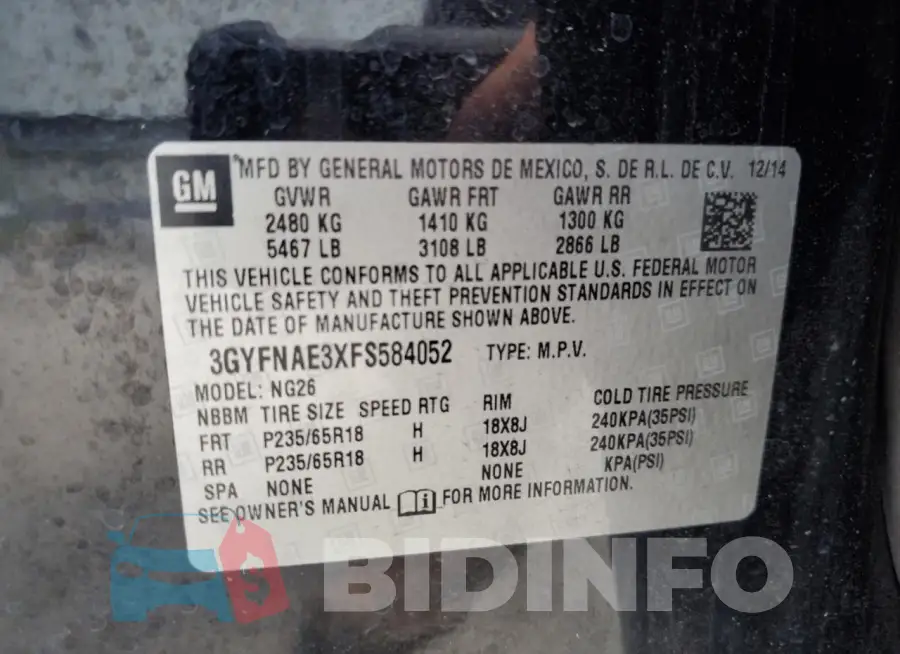 3GYFNAE3XFS584052 Photo# 13
