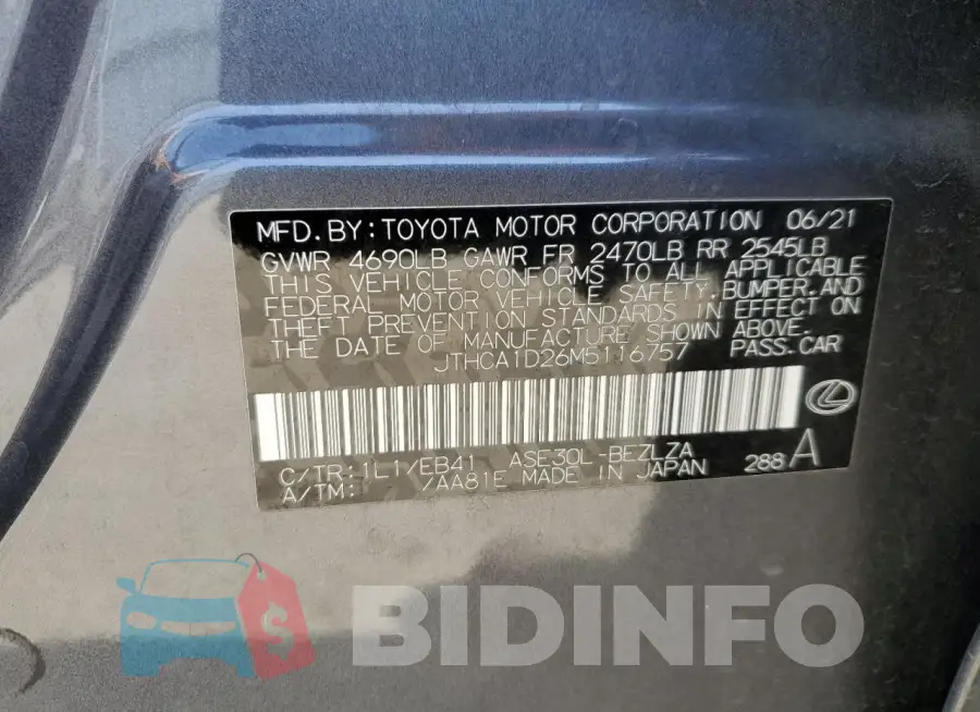 JTHCA1D26M5116757 Photo# 12