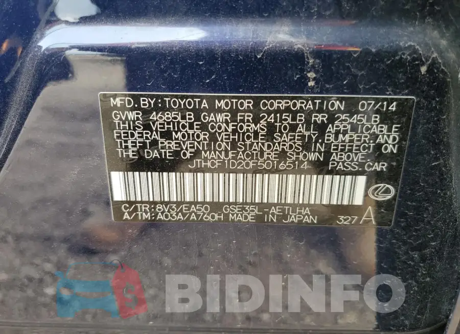 JTHCF1D20F5016514 Photo# 12
