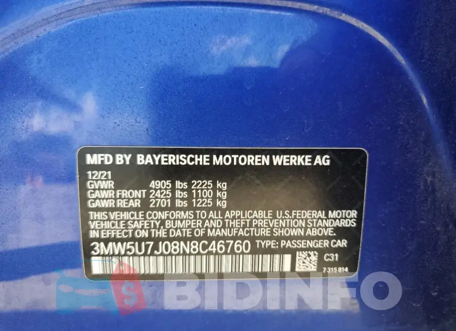 3MW5U7J08N8C46760 Photo# 12