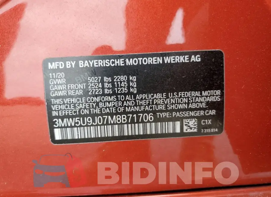 3MW5U9J07M8B71706 Photo# 12