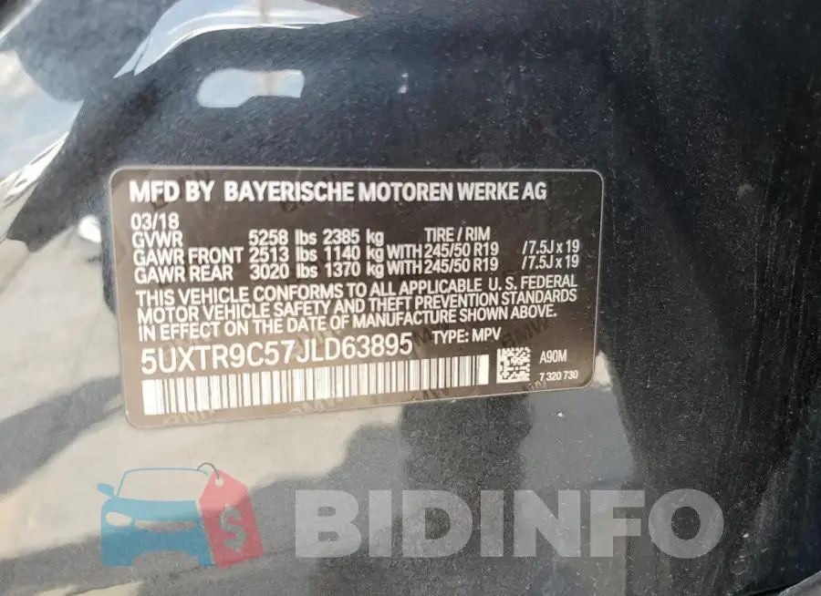 5UXTR9C57JLD63895 Photo# 13