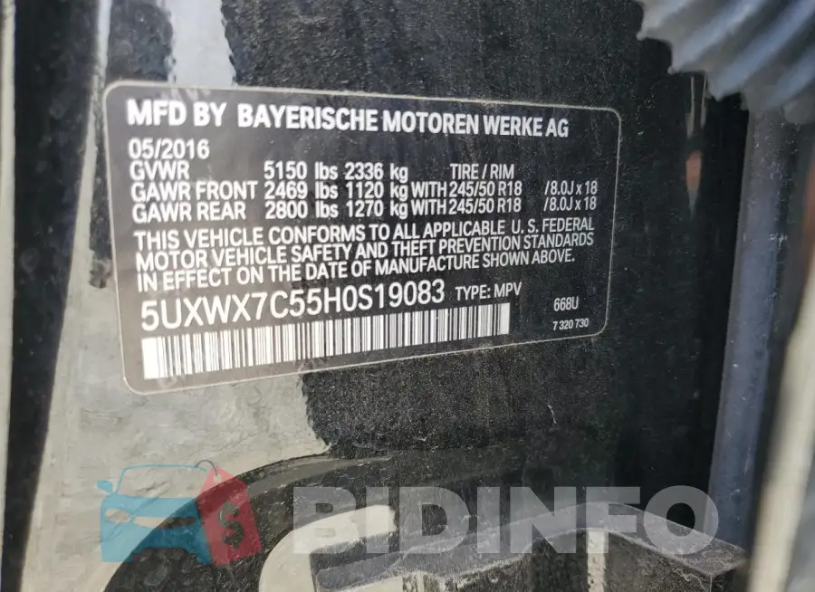 5UXWX7C55H0S19083 Photo# 12