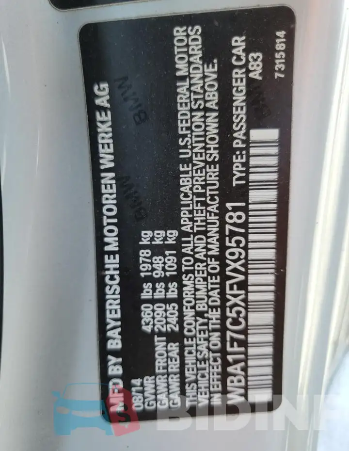 WBA1F7C5XFVX95781 Photo# 12