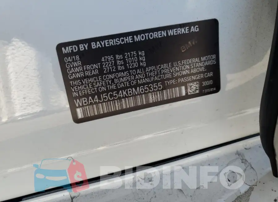 WBA4J5C54KBM65355 Photo# 12