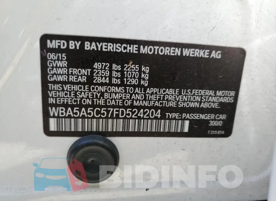 WBA5A5C57FD524204 Photo# 12