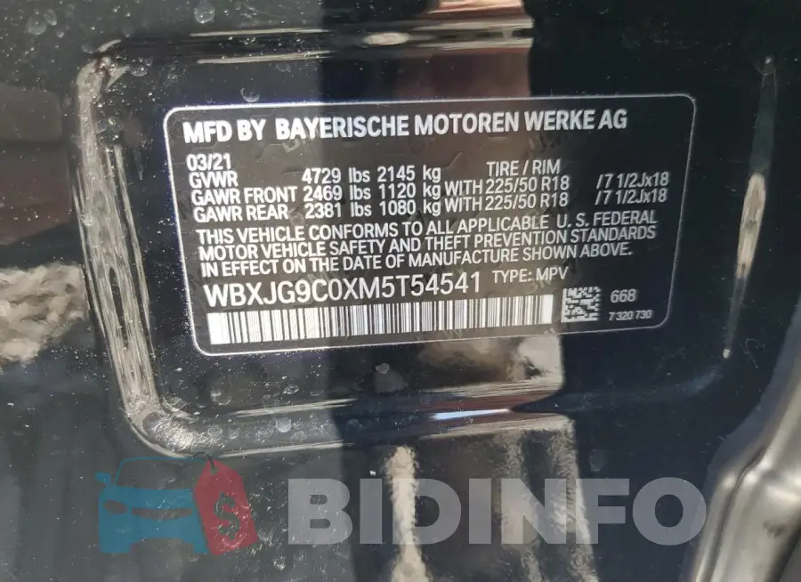 WBXJG9C0XM5T54541 Photo# 13