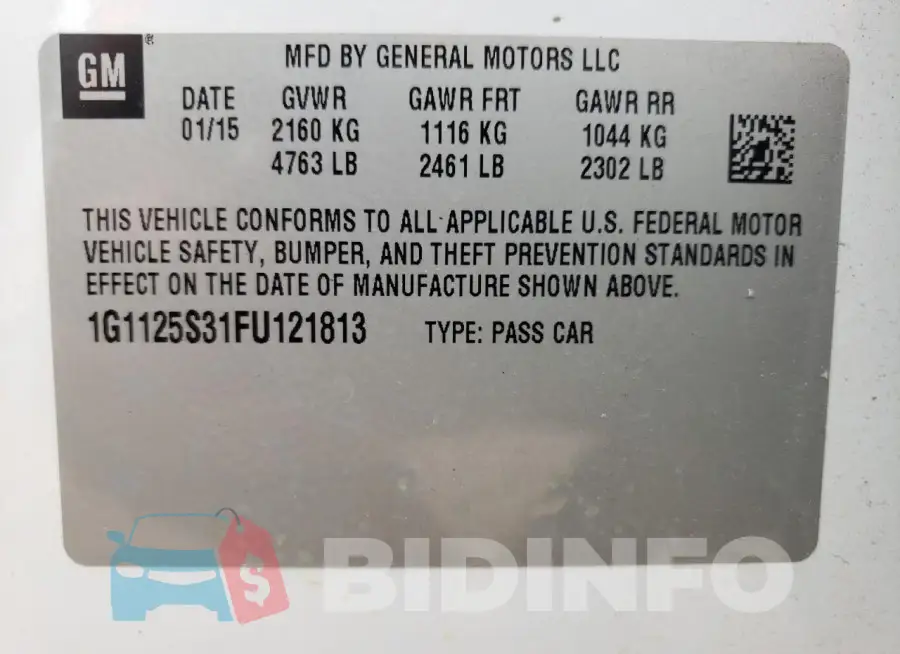 1G1125S31FU121813 Photo# 13