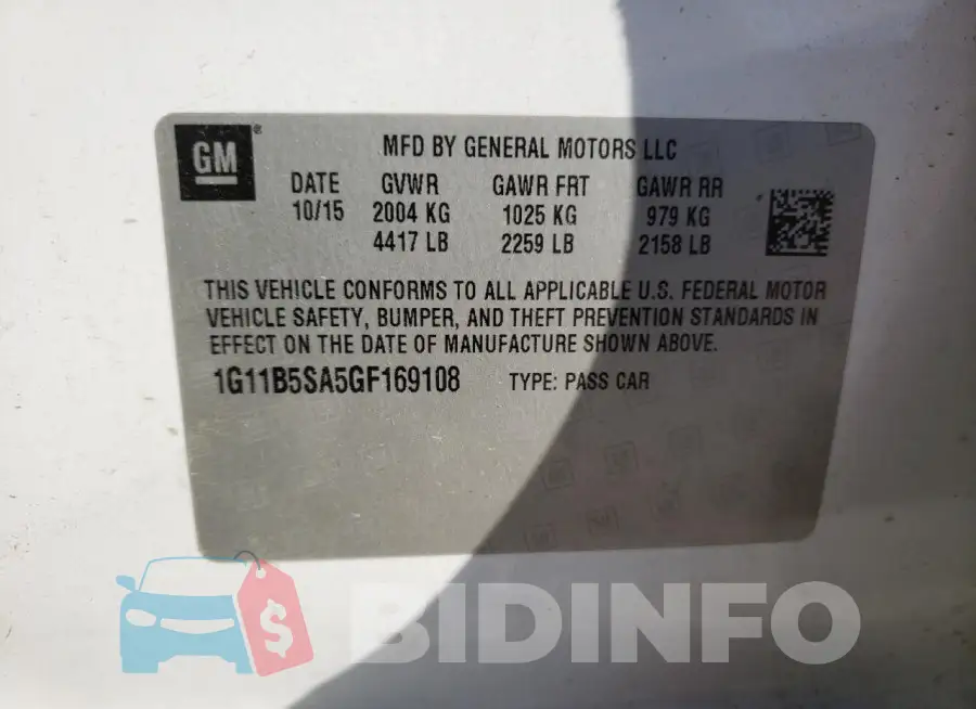 1G11B5SA5GF169108 Photo# 13