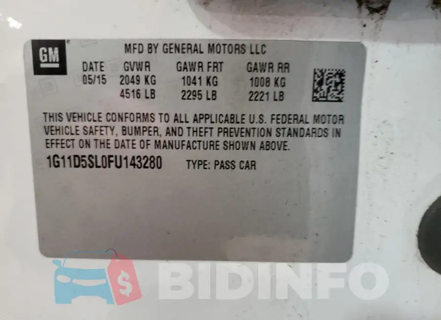 1G11D5SL0FU143280 Photo# 12