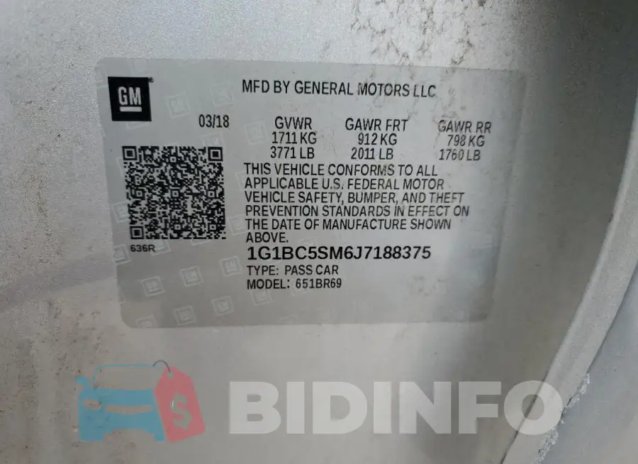 1G1BC5SM6J7188375 Photo# 12