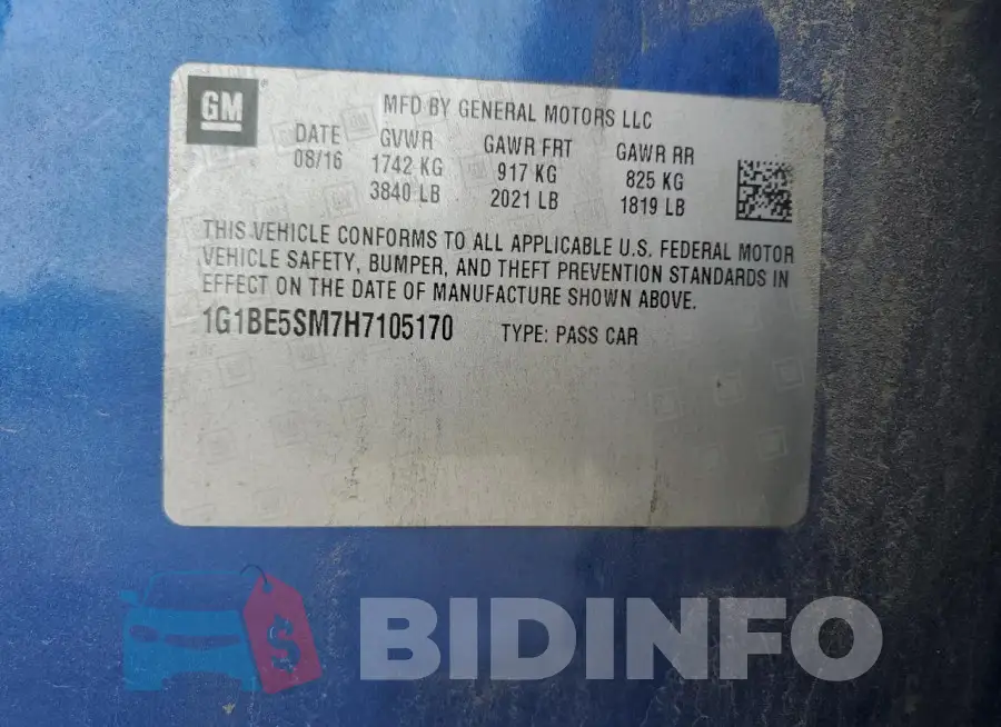 1G1BE5SM7H7105170 Photo# 13