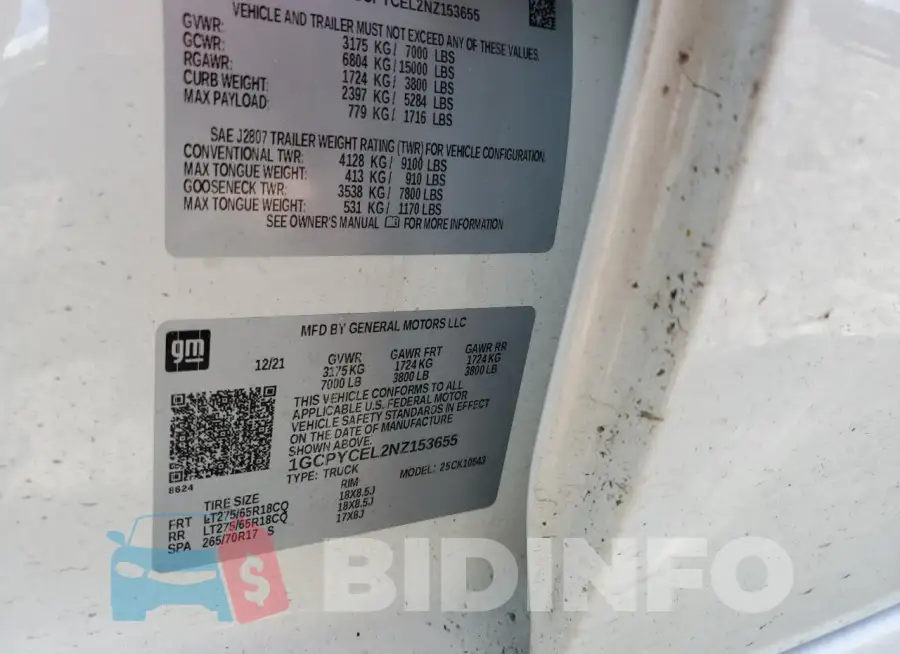 1GCPYCEL2NZ153655 Photo# 12