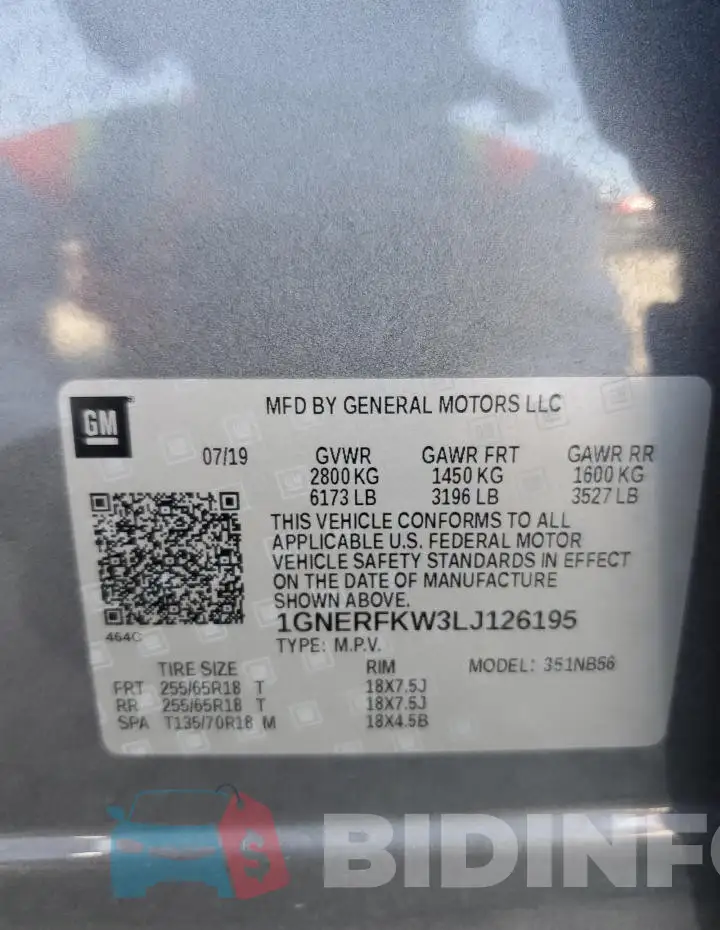 1GNERFKW3LJ126195 Photo# 13