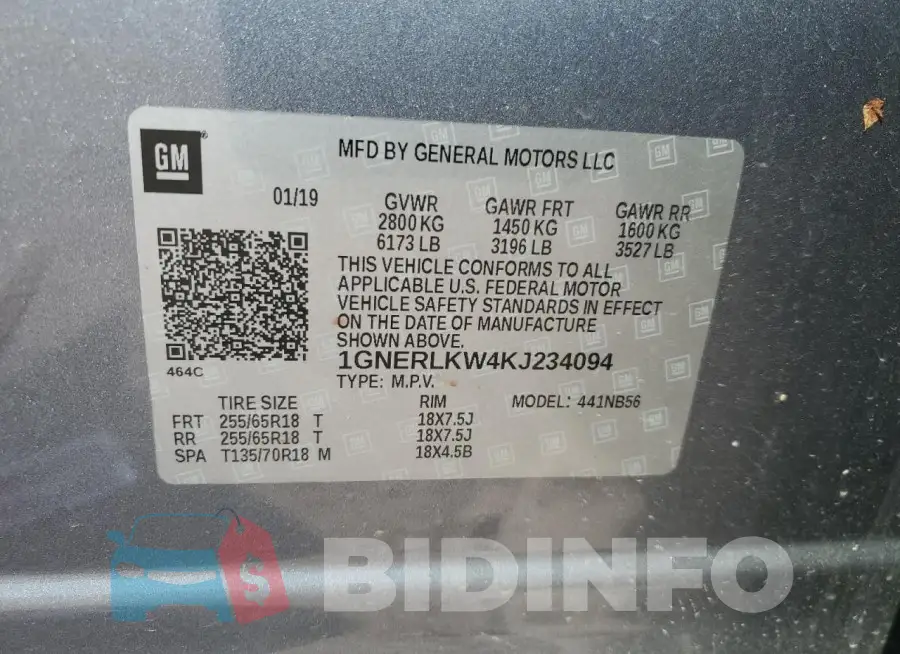 1GNERLKW4KJ234094 Photo# 12