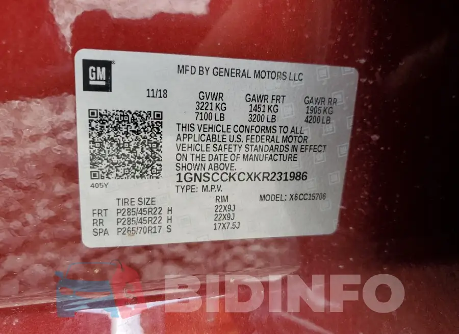 1GNSCCKCXKR231986 Photo# 13
