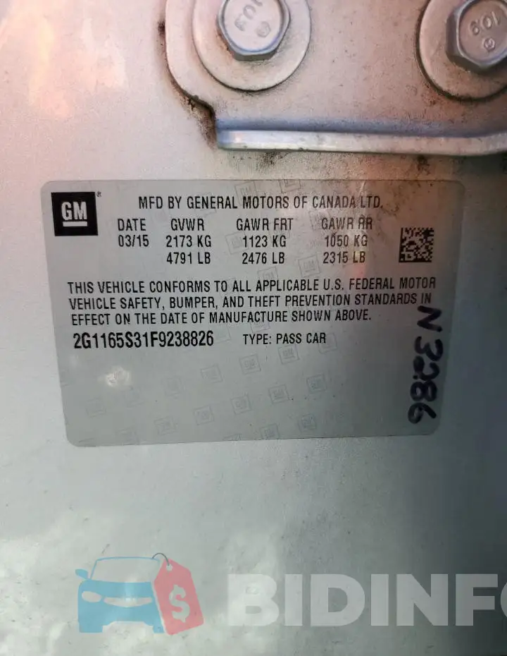 2G1165S31F9238826 Photo# 12