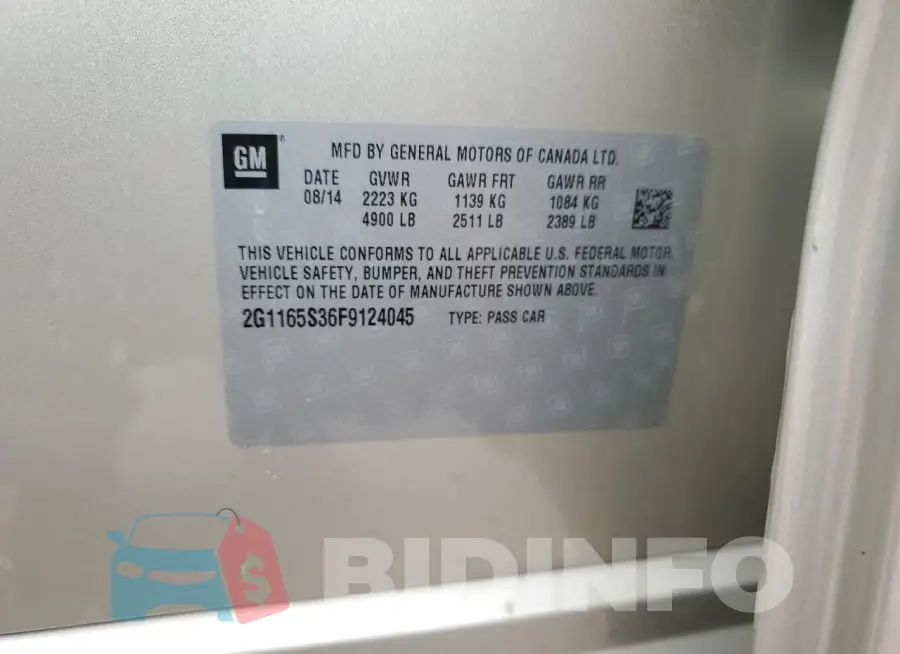 2G1165S36F9124045 Photo# 12