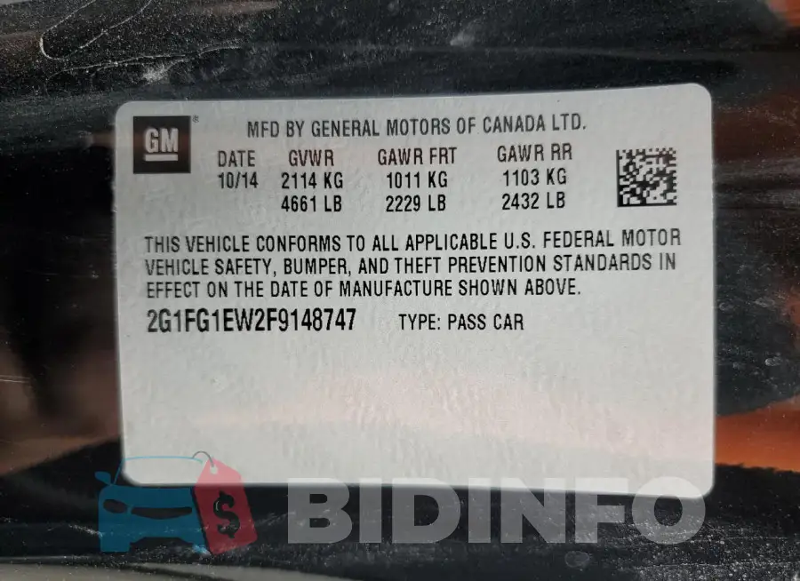 2G1FG1EW2F9148747 Photo# 12