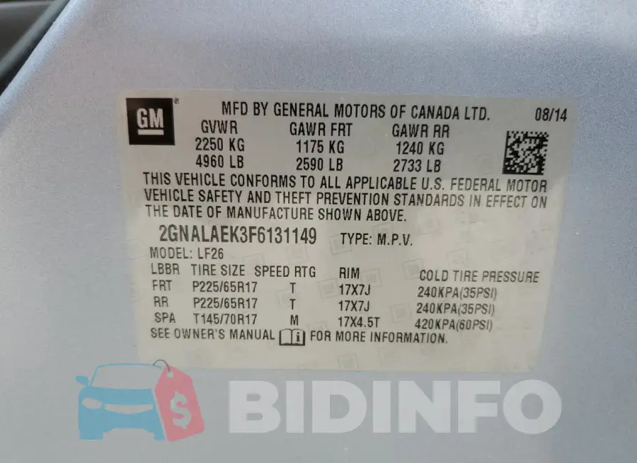 2GNALAEK3F6131149 Photo# 13