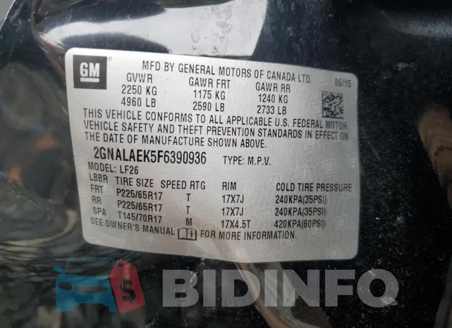 2GNALAEK5F6390936 Photo# 13