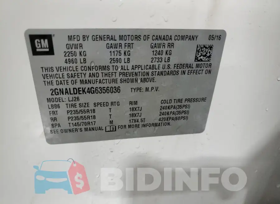 2GNALDEK4G6356036 Photo# 13