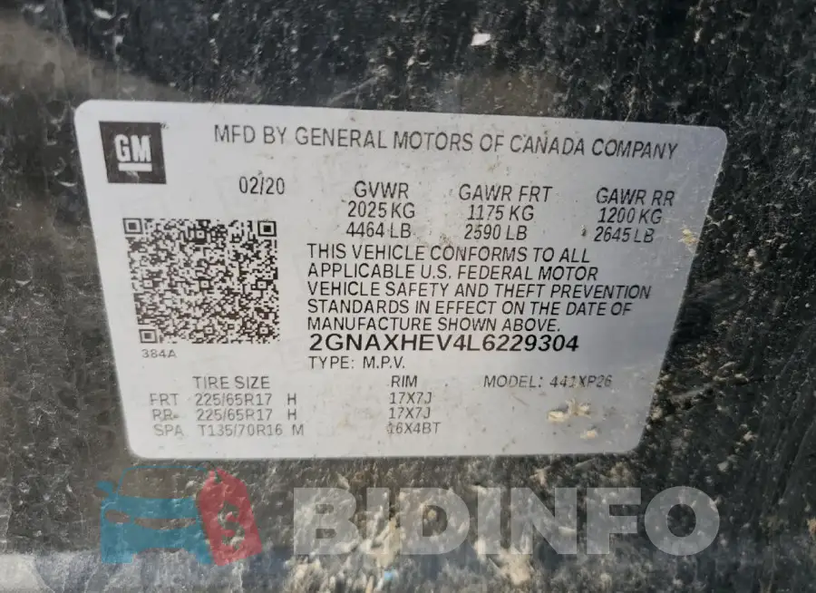 2GNAXHEV4L6229304 Photo# 13