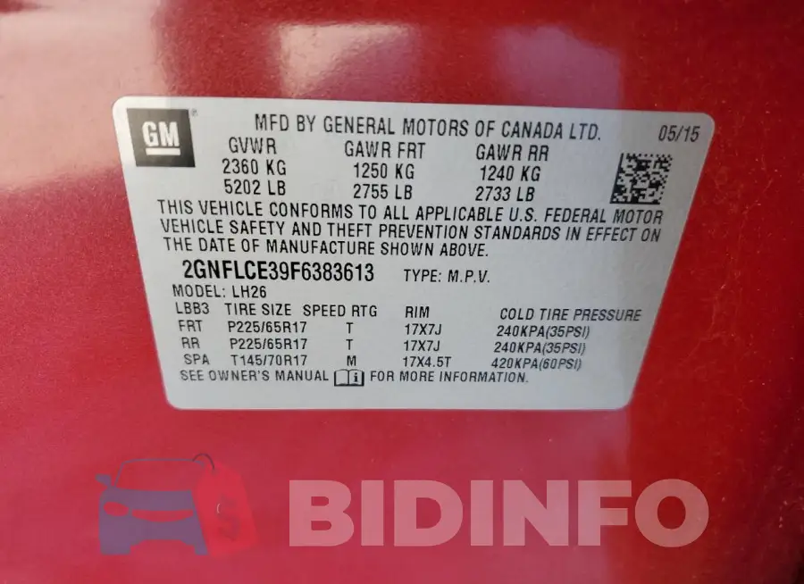 2GNFLCE39F6383613 Photo# 14