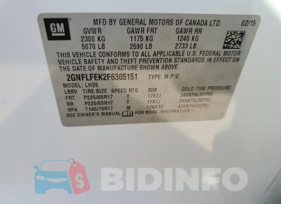 2GNFLFEK2F6305151 Photo# 12
