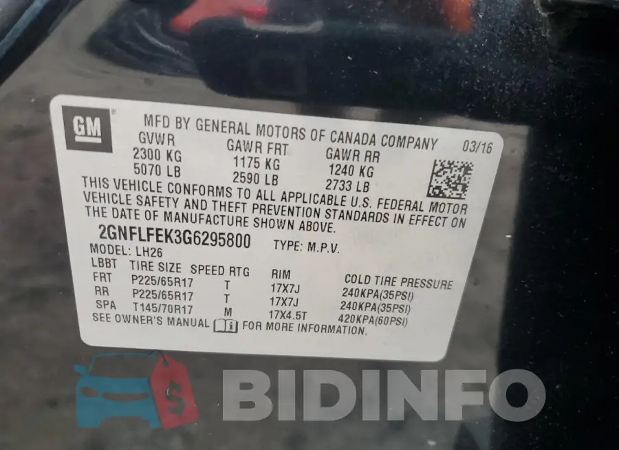 2GNFLFEK3G6295800 Photo# 13