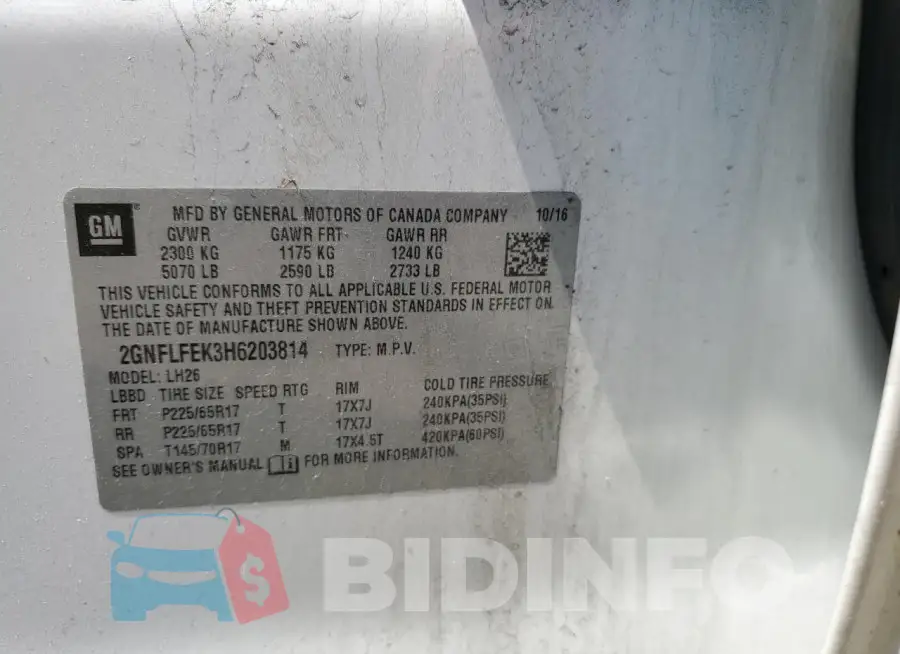 2GNFLFEK3H6203814 Photo# 14