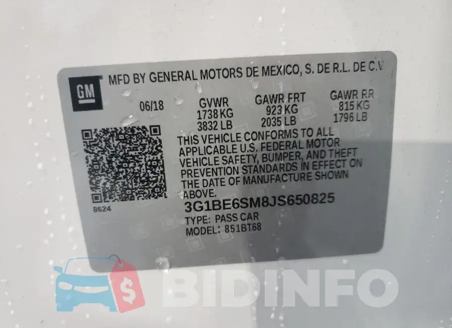 3G1BE6SM8JS650825 Photo# 12