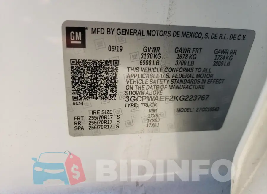 3GCPWAEF2KG223767 Photo# 13