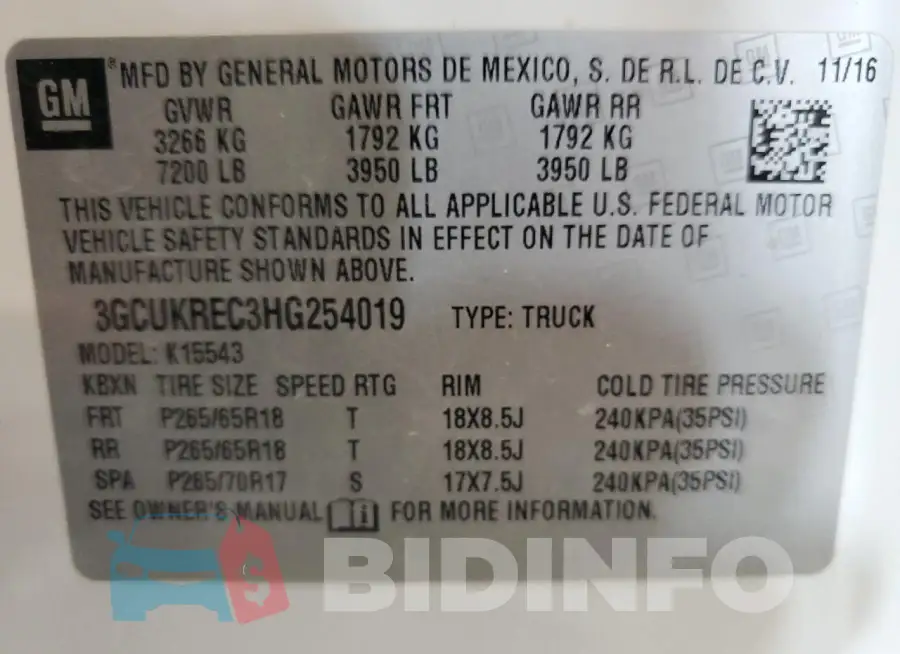 3GCUKREC3HG254019 Photo# 12