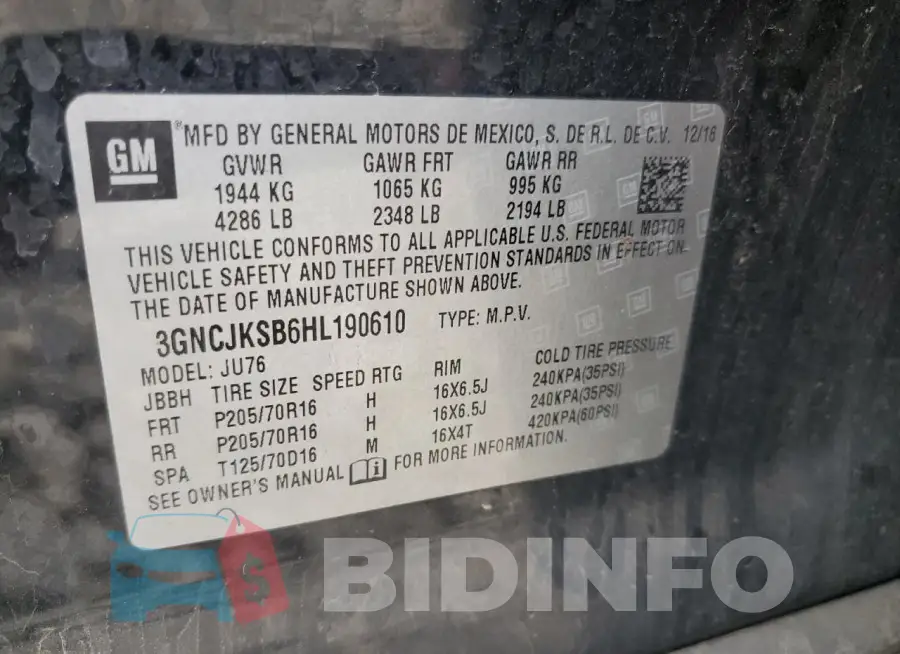 3GNCJKSB6HL190610 Photo# 13