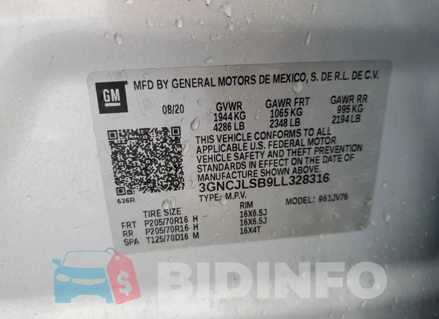 3GNCJLSB9LL328316 Photo# 13