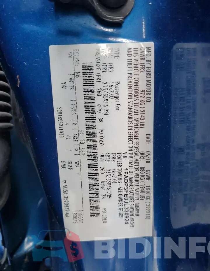1FADP3FE0JL330924 Photo# 13