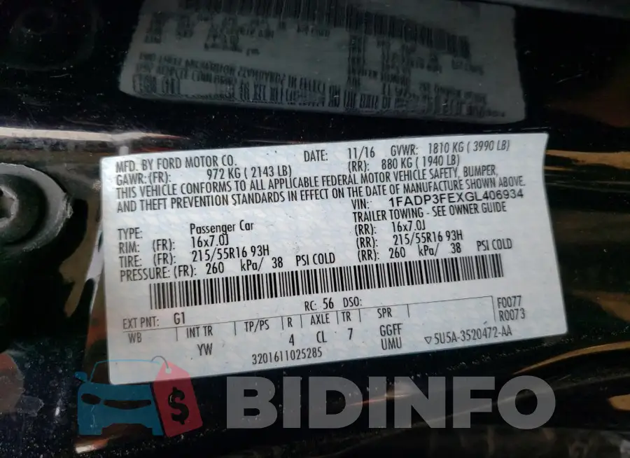 1FADP3FEXGL406934 Photo# 12