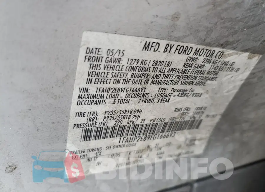 1FAHP2E89FG166693 Photo# 12
