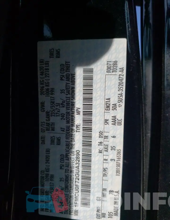 1FMCU0F72GUA32890 Photo# 12