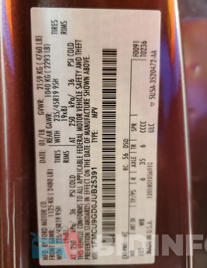 1FMCU9GD0JUB25391 Photo# 13
