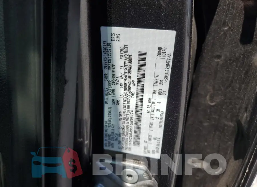 1FMCU9J91FUB96174 Photo# 12