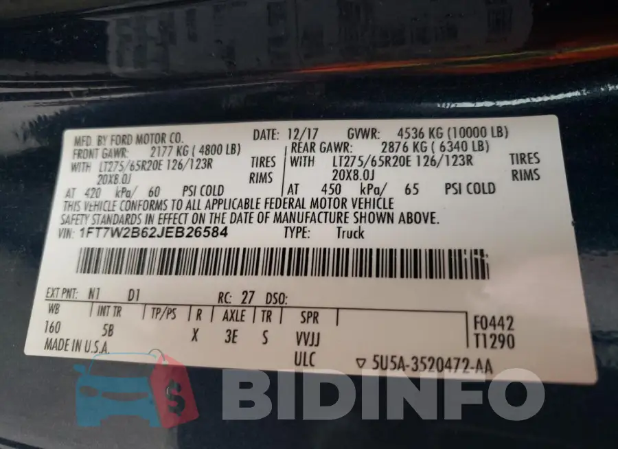 1FT7W2B62JEB26584 Photo# 12