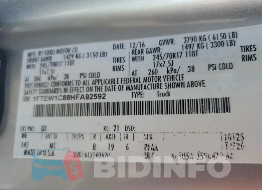 1FTEW1C88HFA92592 Photo# 13